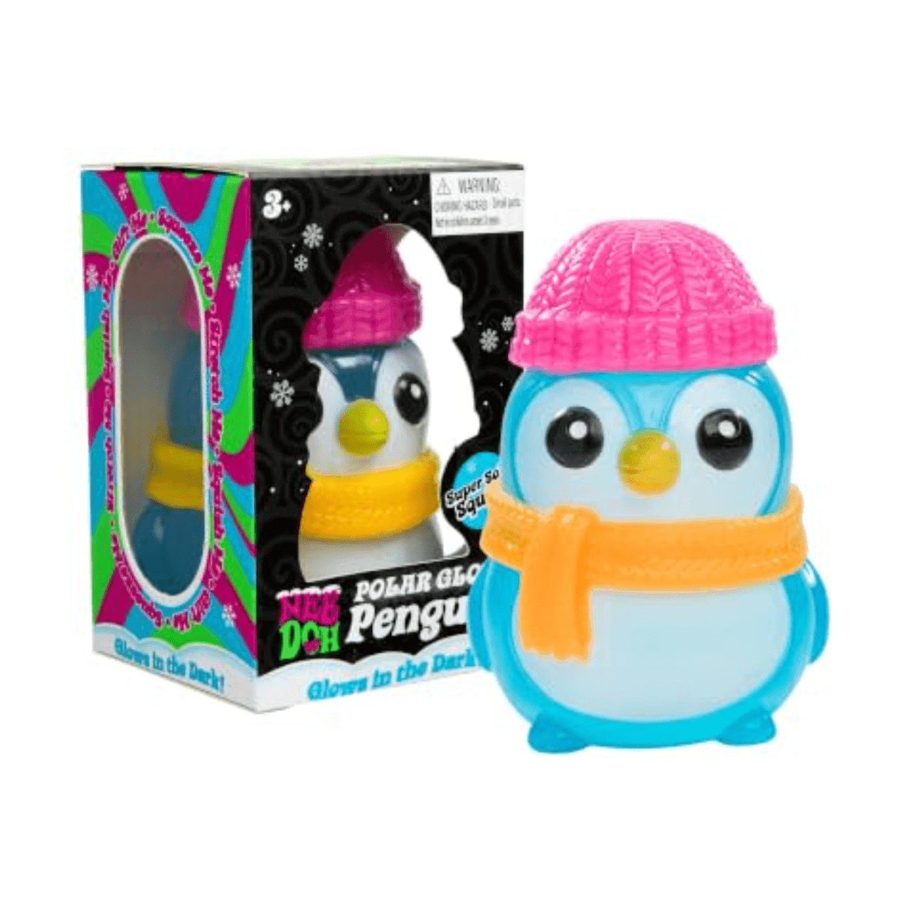 Schylling NeeDoh Squishmas Polar Glow Penguin Squishy Bundle! 1 Penguin. Total 10 Items!